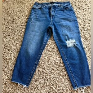 Kut from the Kloth Distressed Blue Ankle Jeans